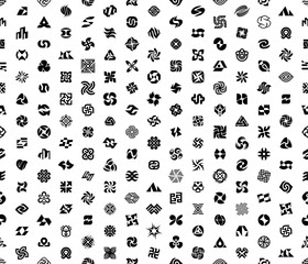 Poster - Seamless pattern with Abstract logos. Isolated on White background