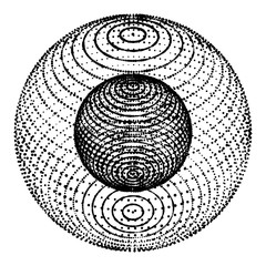 Fototapete - Abstract sphere of multiple points. Globe or ball. Digital technology. Illustration in space style. Futuristic vector illustration.
