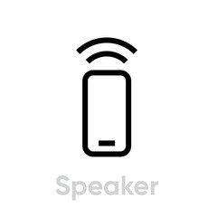Wall Mural - Speaker phone icon. Editable line vector.