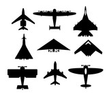 Fototapeta  - vector airplane icons passenger plane, fighter plane and screw Airplane vector icon of air plane .
