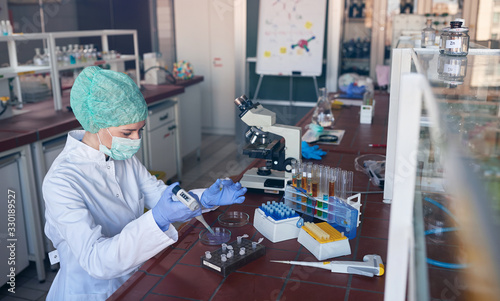 Cuadros en Lienzo lab analysis of new corona virus, clinic laboratory chemical research of infection