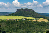 Fototapeta Natura - The rock formation Lilienstein seen from fortress Koenigstein in the Saxon Switzerland