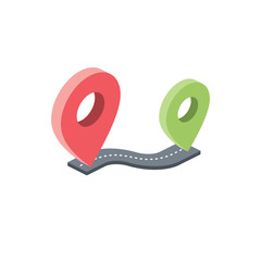 Poster - Road pin map. Vector 3d isometric, color web icon, new flat style. Creative illustration design, graphic idea for infographics.