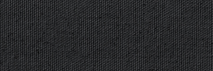 closeup texture of natural weave cloth in dark gray or black color. fabric texture of natural cotton