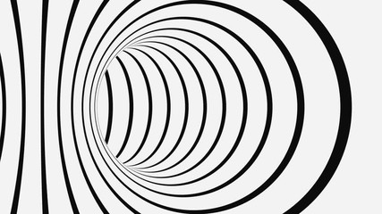 Sticker - Black and white psychedelic optical illusion. Abstract hypnotic animated background. Spiral geometric looping monochrome wallpaper