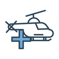 Wall Mural - medical helicopter transport half line and color style