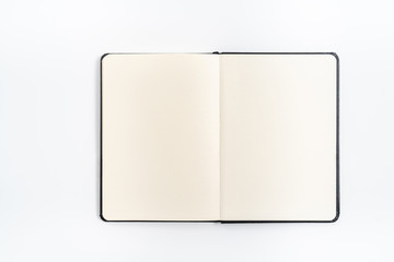 black notebook on white background with clipping path