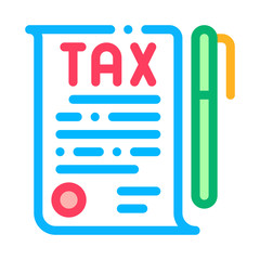 Poster - tax document pen icon vector. outline tax document pen sign. isolated contour symbol illustration