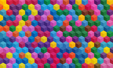 Poster - colorful isometric background like mozaic