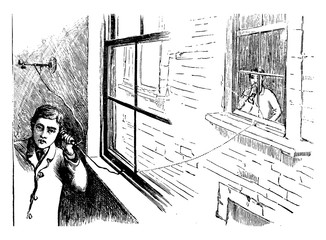 Canvas Print - Telephone, vintage illustration.