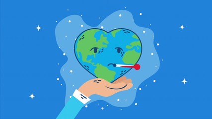 Sticker - international health day with world planet heart character