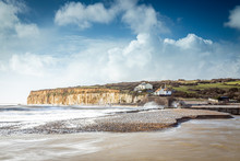 Seven Sisters Cottages At Seaside Of UK