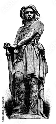 Cuadros en Lienzo Vercingetorix Statue, vintage engraving.