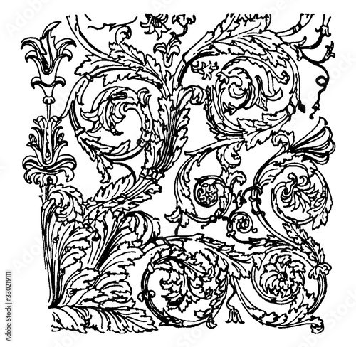 Fotomural Florentine Tablet has a Ancient Rome, vintage engraving.