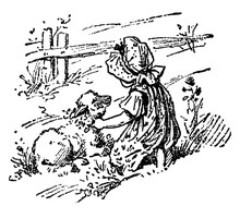 Mary Had A Little Lamb, Vintage Illustration