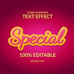 Wall Mural - Special script editable adobe illustrator text effect. Cute headline with pink and yellow color.