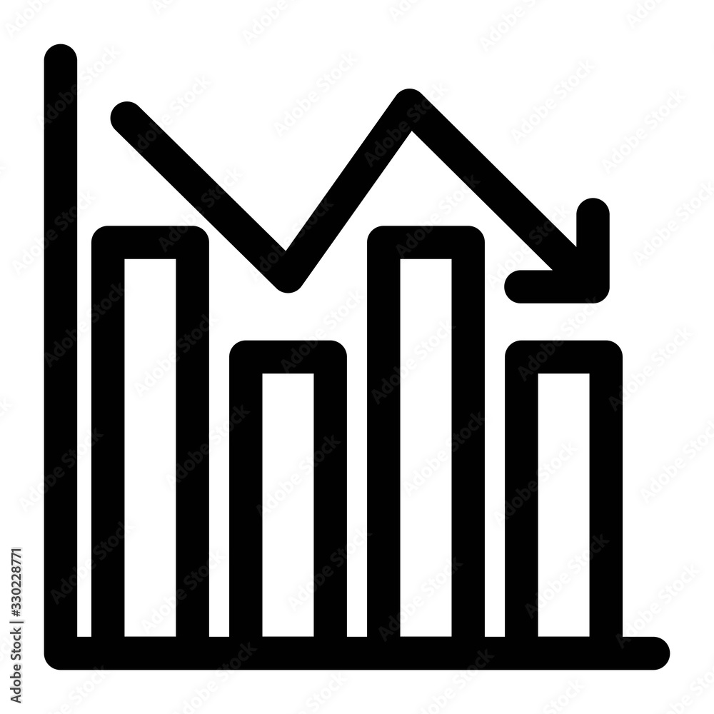 Declining graph icon. Decreasing chart sign. Economic recession, stock ...