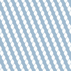 Vector seamless pattern with diagonal ropes. Nautical maritime style. Subtle light blue and white geometric texture. Simple abstract repeatable background. Design for decoration, textile, wallpapers