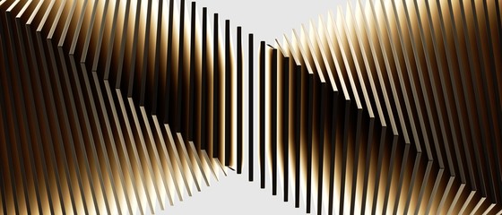 Poster - Golden metallic slices isolated in white background. 3d rendering - illustration.