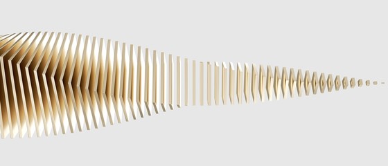 Poster - Golden metallic slices isolated in white background. 3d rendering - illustration.