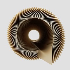 Poster - Golden metallic slices isolated in white background. 3d rendering - illustration.