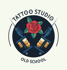 Sticker - tattoo studio machines with rose image artistic