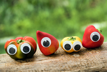 Wall Mural - peppers with eyes cartoon character