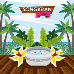 Canvas Print - songkran celebration party with bowl water