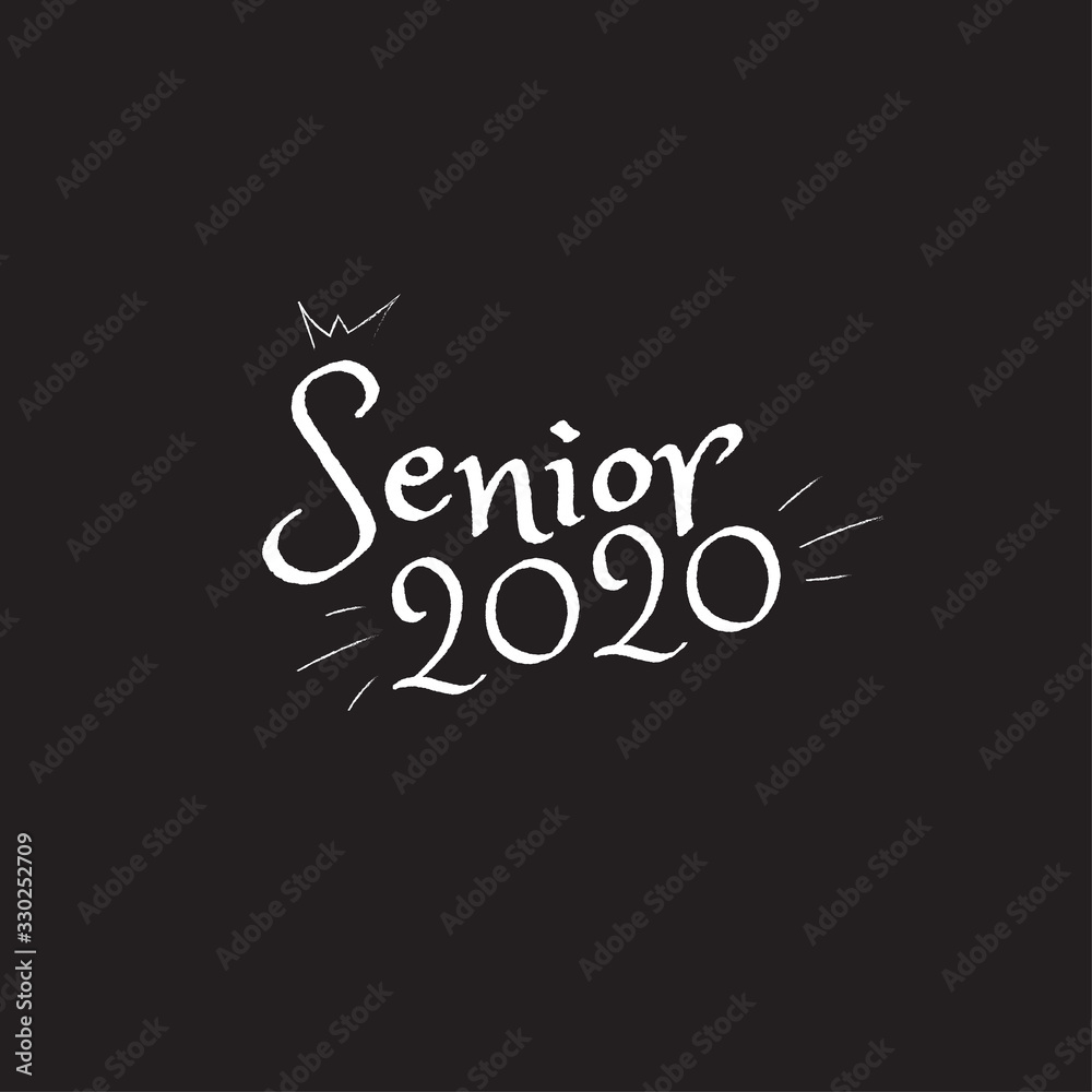 Senior 2020. Stylish graduation design for printing on t-shirts and hoodies.Vector illustration of a College, graduation logo for a holiday event or party. A graduate of the senior class of 2020