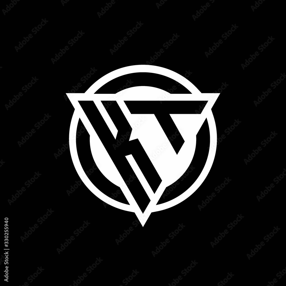 KT logo with negative space triangle shape and circle rounded Stock ...