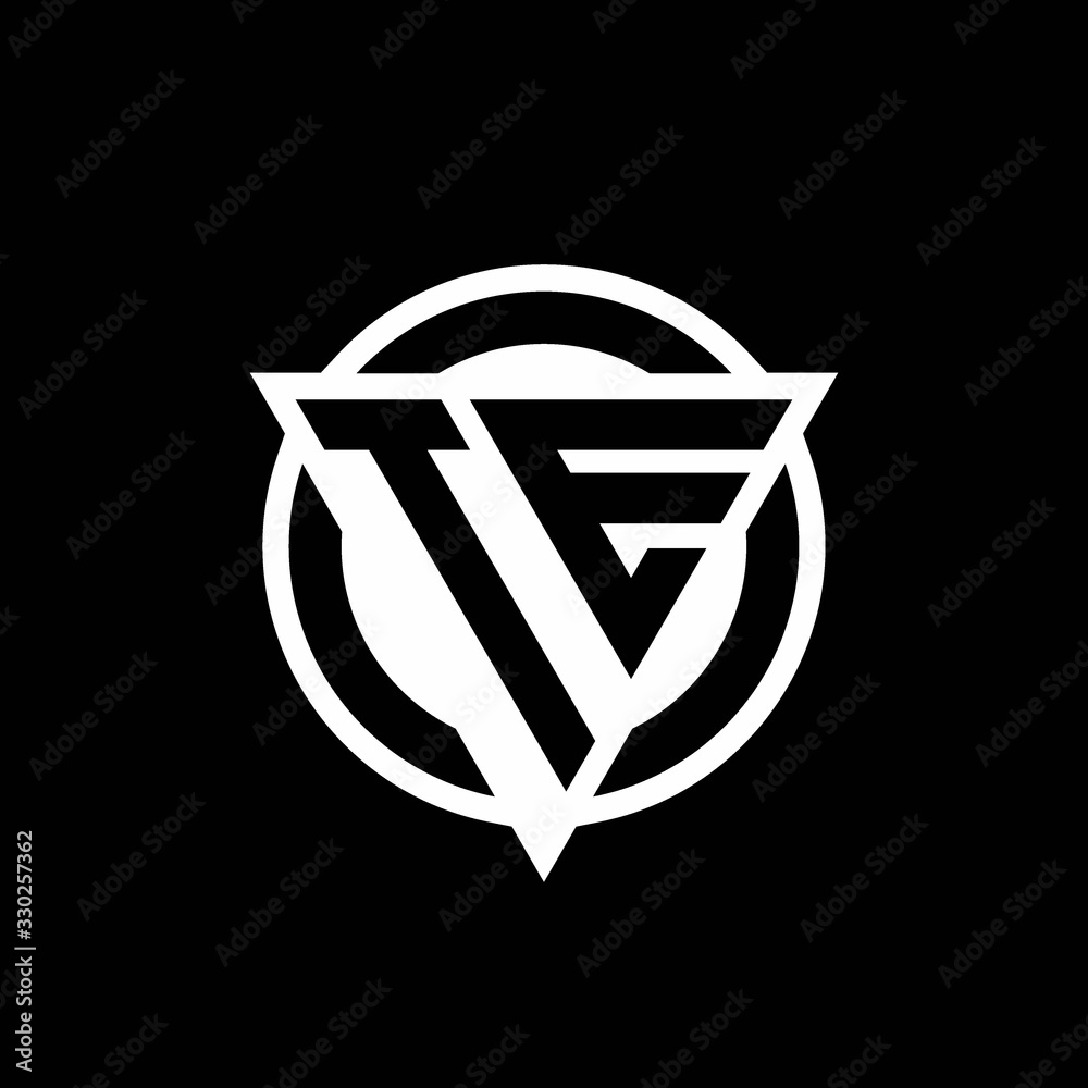 TE logo with negative space triangle shape and circle rounded Stock ...