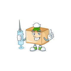 Wall Mural - A pleasant nurse of basbousa mascot design style using syringe