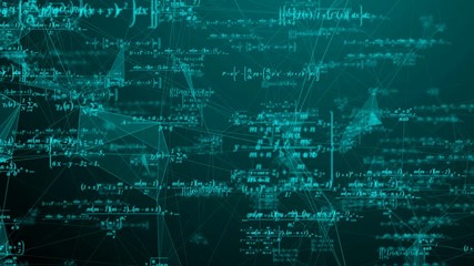 Wall Mural - mathematical formulas move in space, science and mathematical research and development concepts. vid
