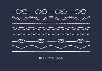 set of nautical rope seamless patterns. yacht style design. vintage decorative elements. template fo