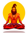 Sadhu in yoga pose vector illustration