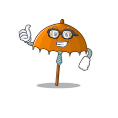 Wall Mural - Orange umbrella Businessman cartoon character with glasses and tie