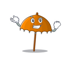 Wall Mural - Orange umbrella cartoon character style with happy face