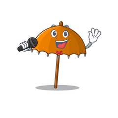 Poster - Cute orange umbrella sings a song with a microphone