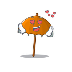 Canvas Print - cute orange umbrella cartoon character showing a falling in love face