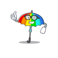 Canvas Print - Rainbow umbrella Businessman cartoon character with glasses and tie