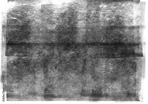 Fotografía Black rolled ink texture on white background