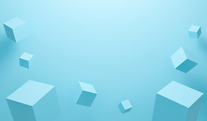Poster - abstract 3d cubes background texture with geometric shapes pattern. art 3d blocks on blue background