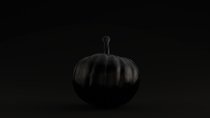 black pumpkin gourd black background 3d illustration 3d render