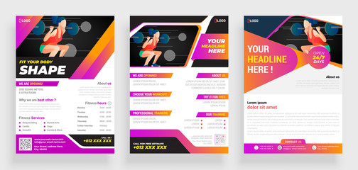 Wall Mural - Fitness Gym Flyer & Poster Cover Template.