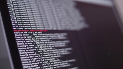Wall Mural - programming code development scrolling on computer screen