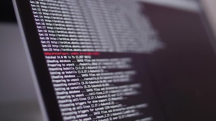 Wall Mural - programming code development scrolling on computer screen