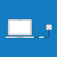 Poster - Vector illustration concept of laptop computer icon charging with charger, plug and outlet.