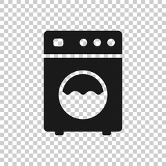Washing machine icon in flat style. Washer vector illustration on white isolated background. Laundry business concept.