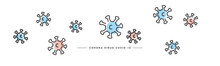Corona Virus Line Design Colorful Viruses Draw White Isolated Background Banner