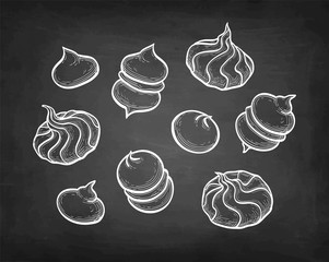 Wall Mural - Chalk sketch of meringue cookies